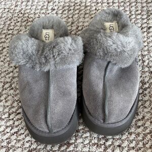 UGG Charcoal Suede Plush Slippers